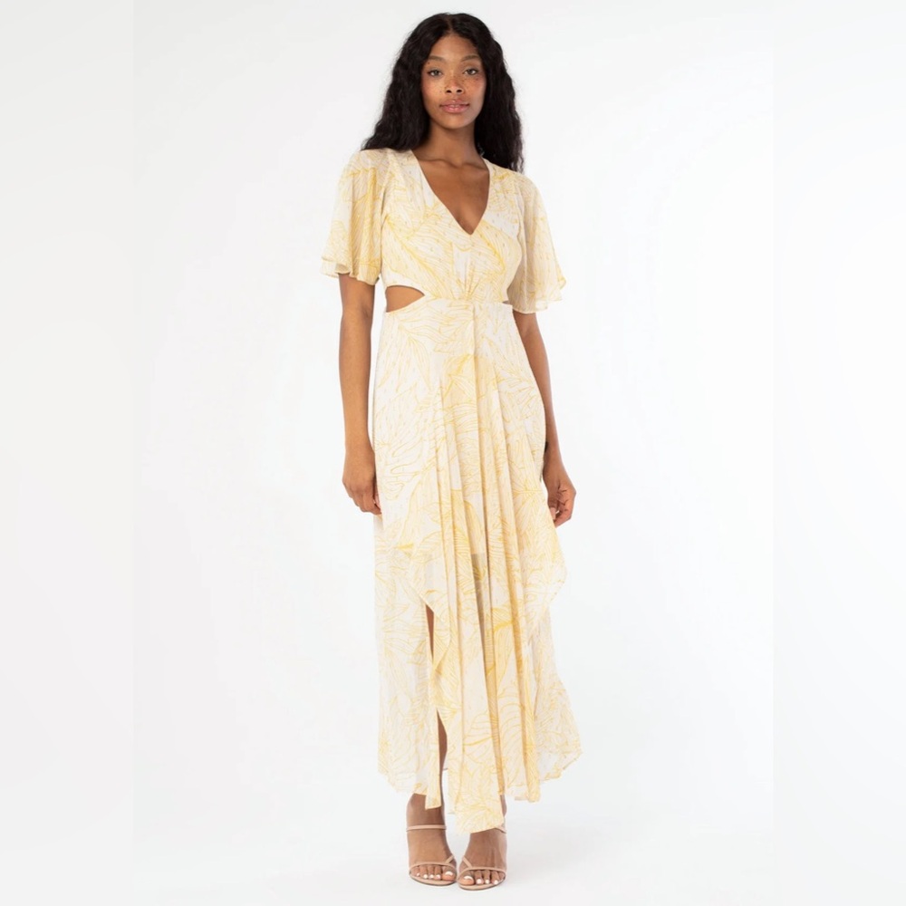 Lovestitch Cream and Yellow Blouse Dress-Size M